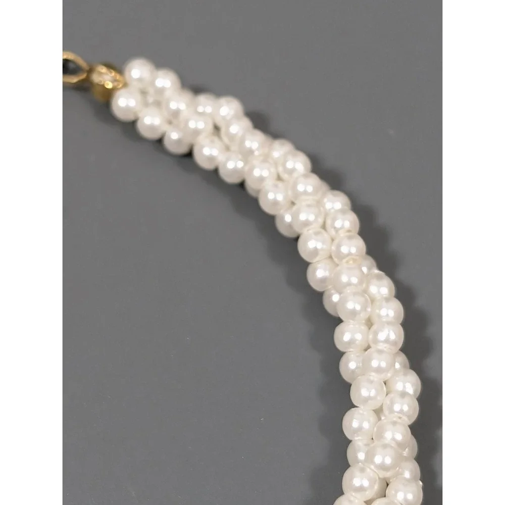 Vintage‎ White Faux Pearl Twist Multi Strand Classic Bracelet 7.5 inch